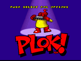 Plok title screen for Super Nintendo